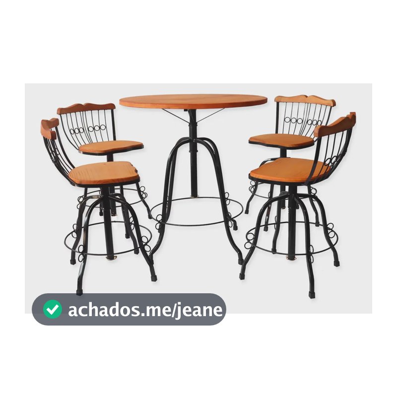 Jogo Bistrô Regulável - 4 Banquetas 1 Mesa Promocional Marrom