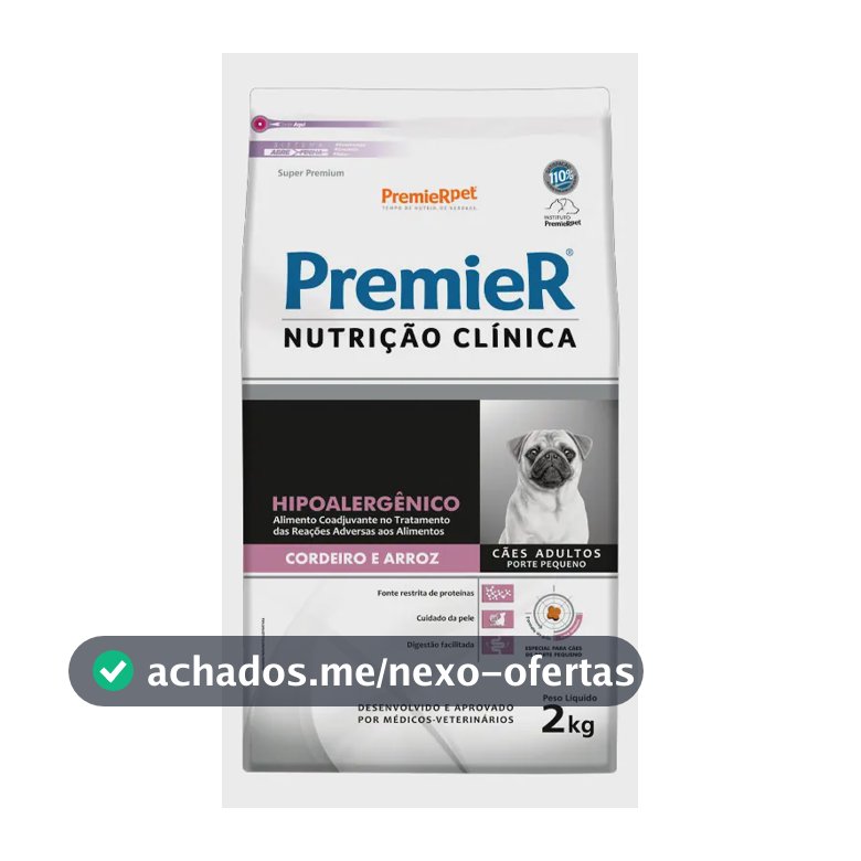Ração Premier Clínica Hipoalergênico Cães de Pequeno Porte Cordeiro e Arroz 2kg