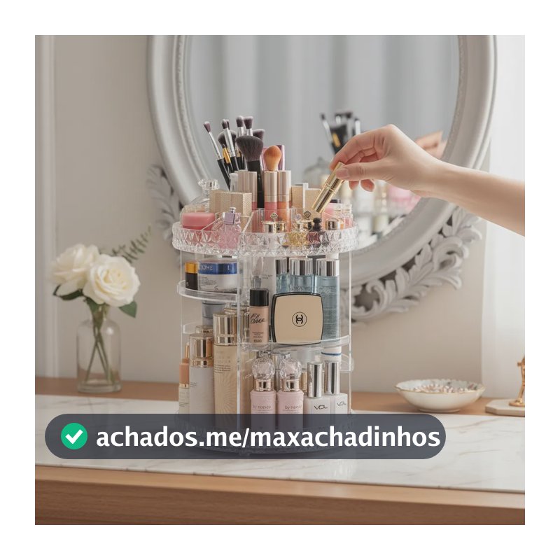 Organizador De Maquiagem Giratório 360° Em Acrílico Transparente Com Prateleiras Ajustáveis EPS-2577 Epsilon