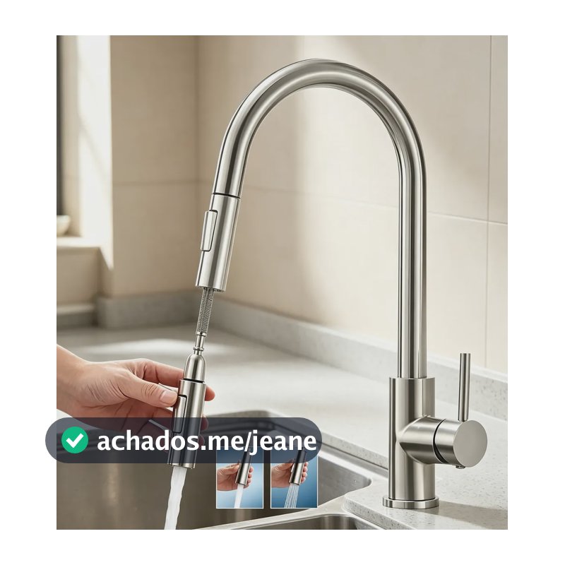 Torneira Gourmet Bancada Monocomando Inox Escovado Prateado Prateado Escovado