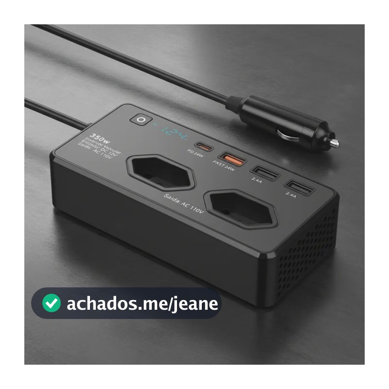 Inversor 12v Para 110v 200w Tensão 1 Usb C 3 Usb 2 Tomada