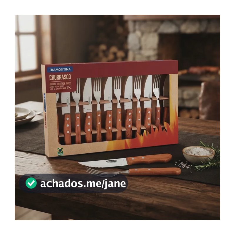 Jogo De Talheres Kit 12 pçs Churrasco Garfos Facas Inox Tramontina