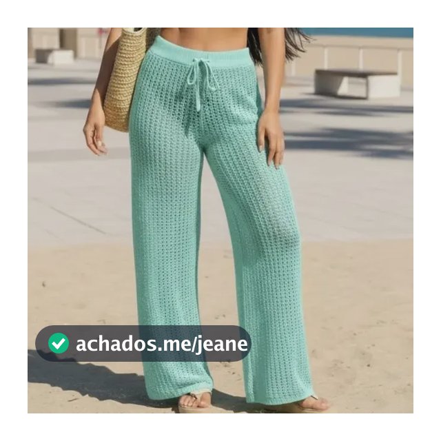 Calça Tricô Saída De Praia Pantalona C/ajuste Canga Piscina