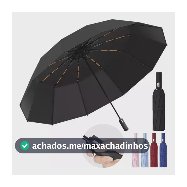 Guarda Chuva Abre E Fecha Automático Reforçado Contra Vento Cor Preto