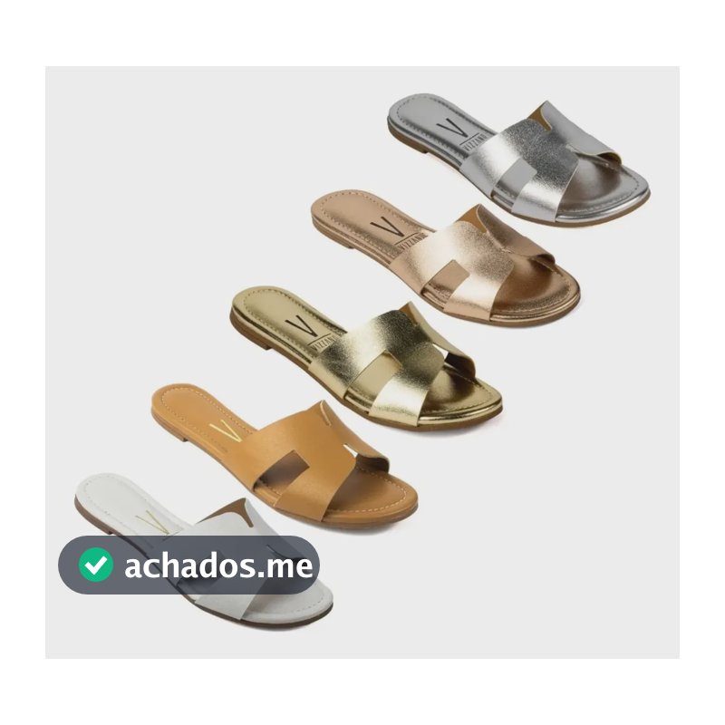 Sandália Rasteirinha Vizzano Feminina Brilho Original 6371 Dourado Brilhante 36 Br