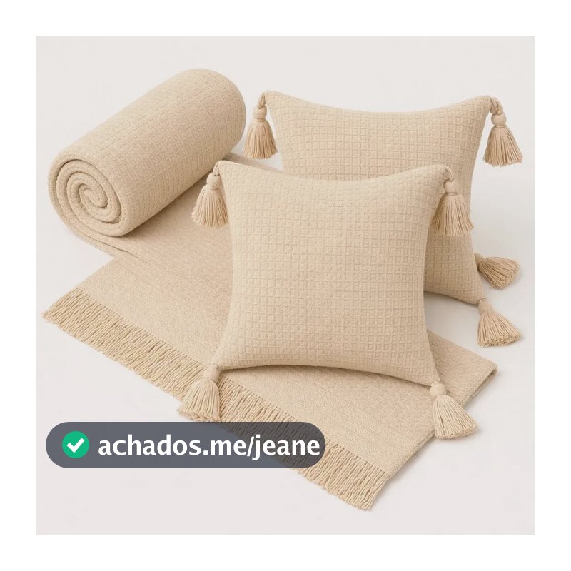 Kit Manta Para Sofá Viena + 2 Capas De Almofada 45x45 Algodão Premium Decoração