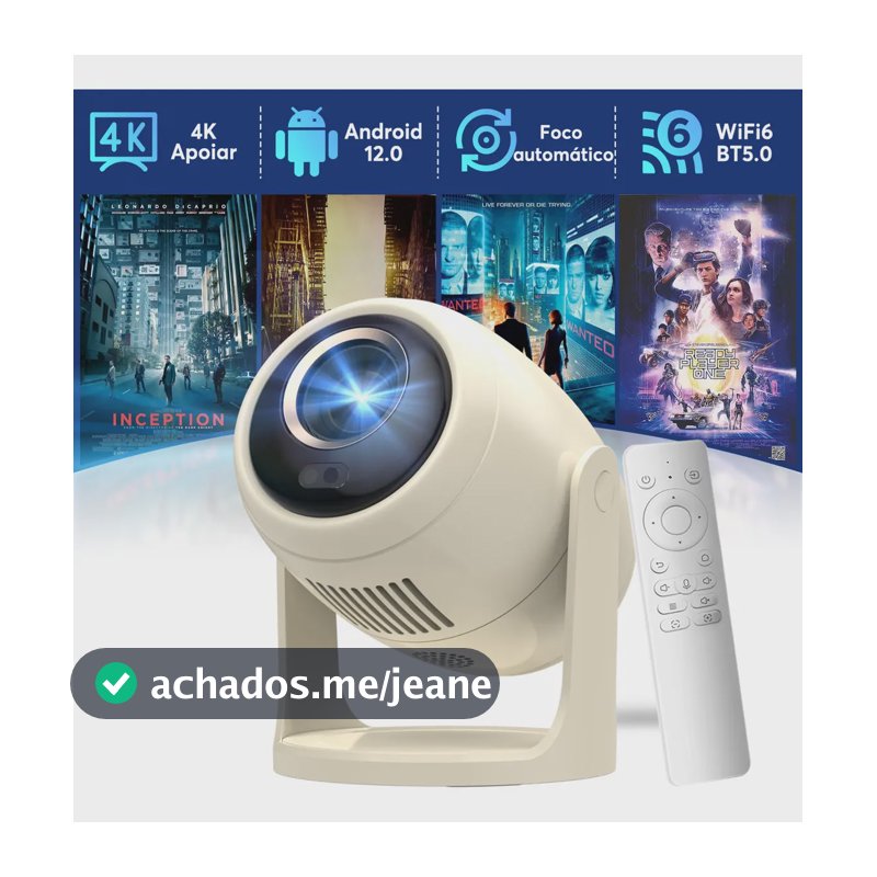Mini Projetor AOC Nano6 Com Wi-Fi 6 e Bluetooth Para Streaming em 4K