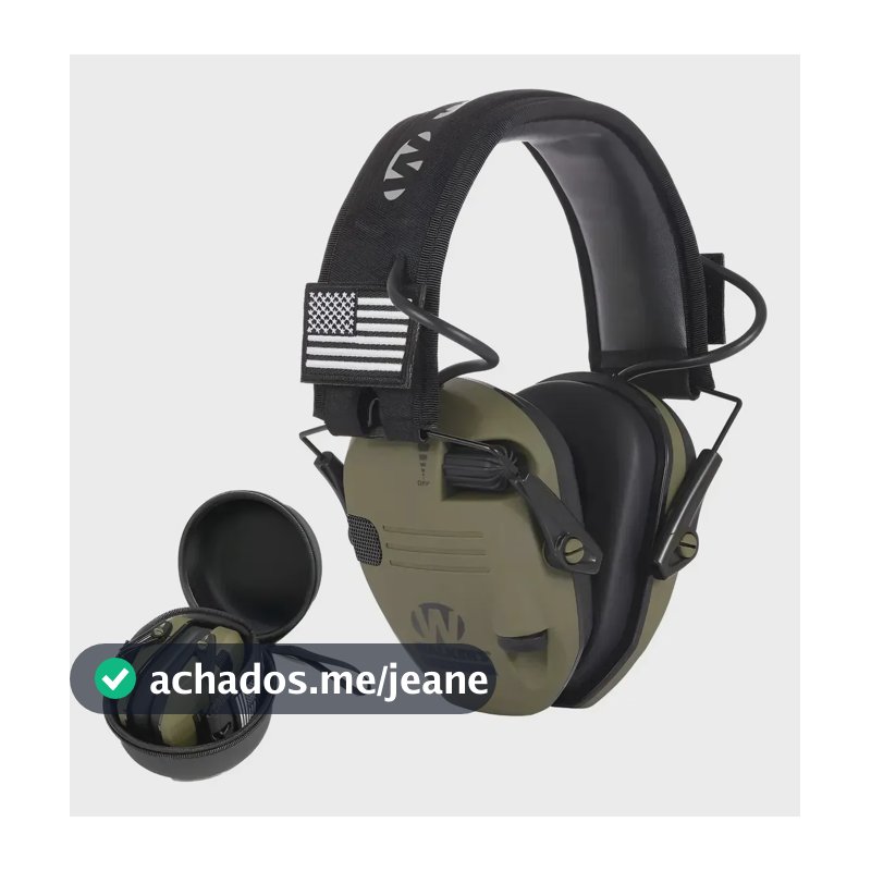 Protetor Auricular Eletrônico Tático Nrr 23db Tiro E Caça Verde Oliva