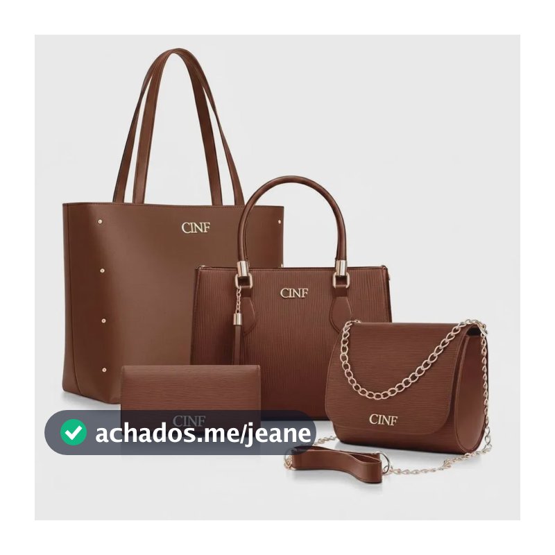 Kit Bolsas Feminina Sacola Transversal Tira Colo Carteira Caramelo