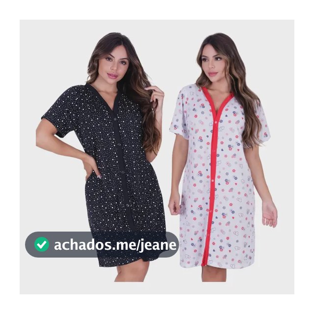 Kit Com 2 Camisola Gestante Amamentação Idosas Pós Cirurgias
