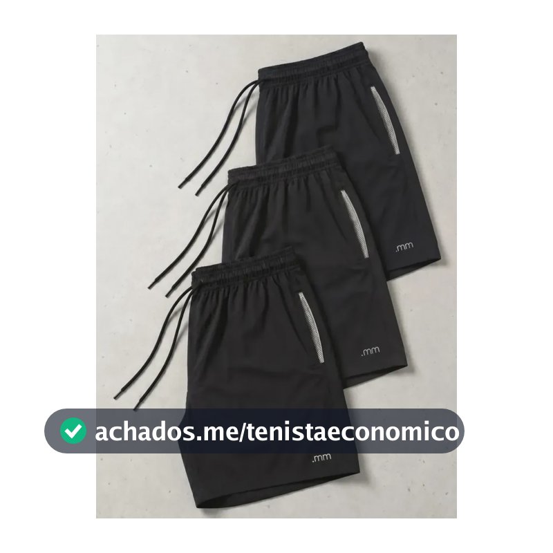 Kit 3 Bermuda Masculina Tactel Com Elastano Academia Treino 3-unidade Preto M