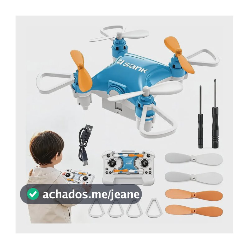Mini Drone 4eixos Infantil Flip 360° Led Com Controle Remoto Azul-aço