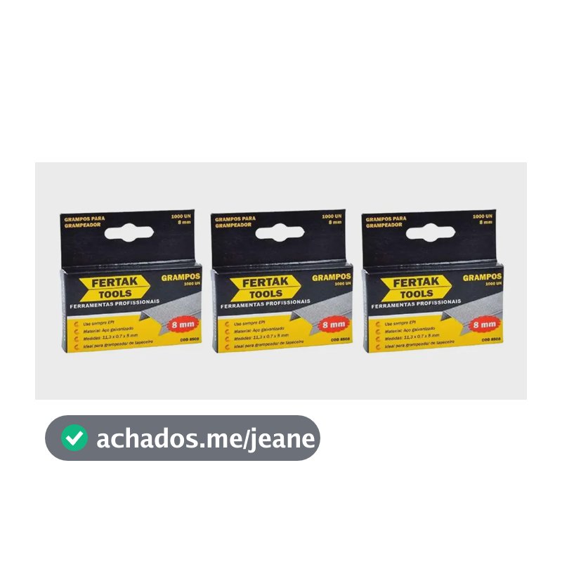 Grampo 8mm Para Grampeador Tapeceiro  Prof. C/ 3000 Grampos