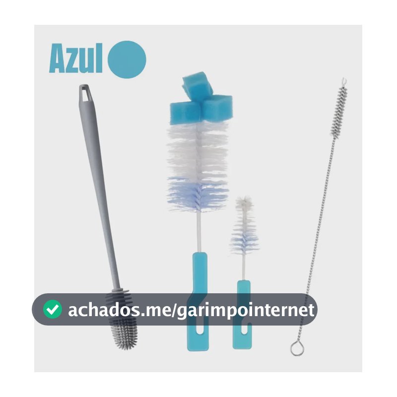 Kit 4 Escovas Para Lavar Mamadeira Copo Canudo Garrafa Azul