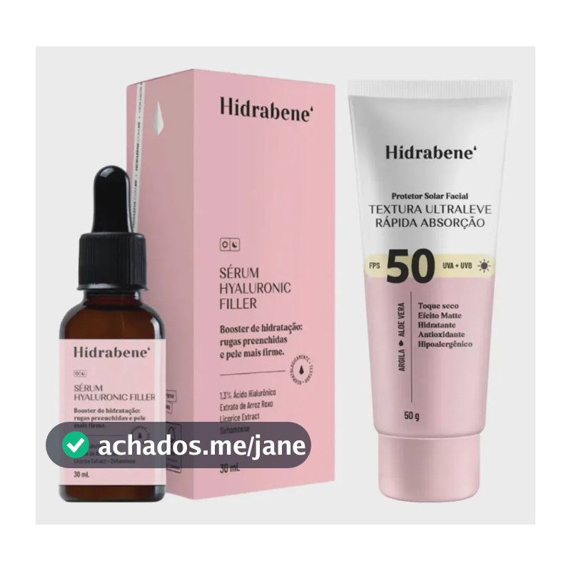 Kit Sérum Facial Ácido Hialurônico 30ml + Protetor Solar Fps