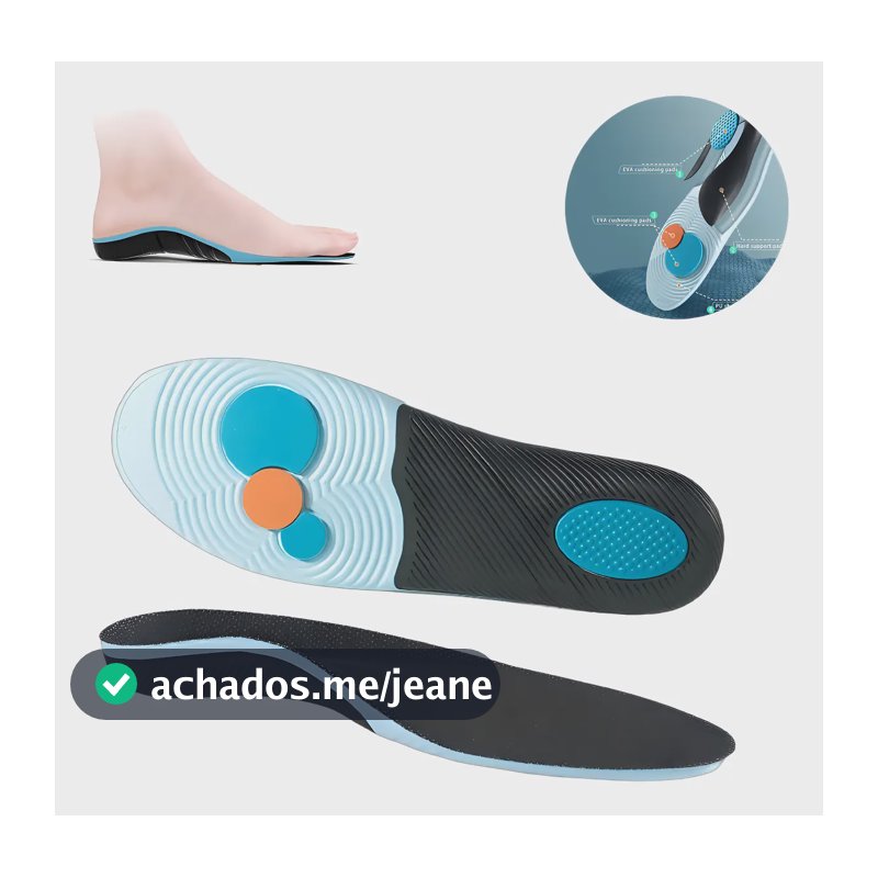 Palmilha Para Ortopédica Fascite Plantar Pisada Pronad Eva 37-38 Azul-celeste