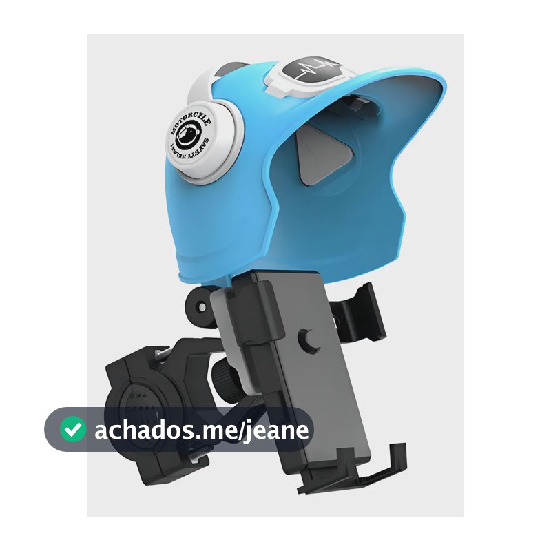 Suporte Celular Estilo Capacete Moto -proteção Solar E Chuva Cor Azul e Preto