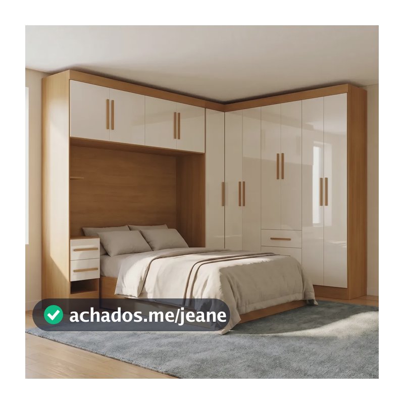 Guarda-roupa Casal Modulado 11 Portas 5 Gavetas Com Maleiro Cinamomo/off White