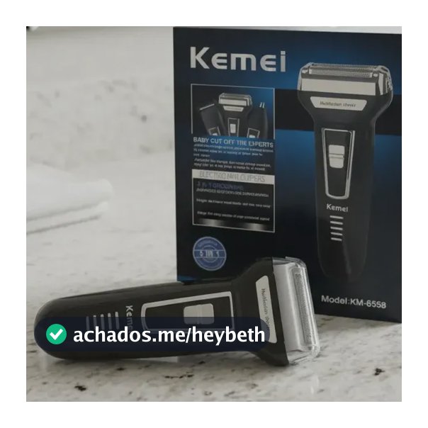 Aparador Barbeador Kemei KM-6558 Recarregável Sem Fio 3 em 1 Bivolt Preto
