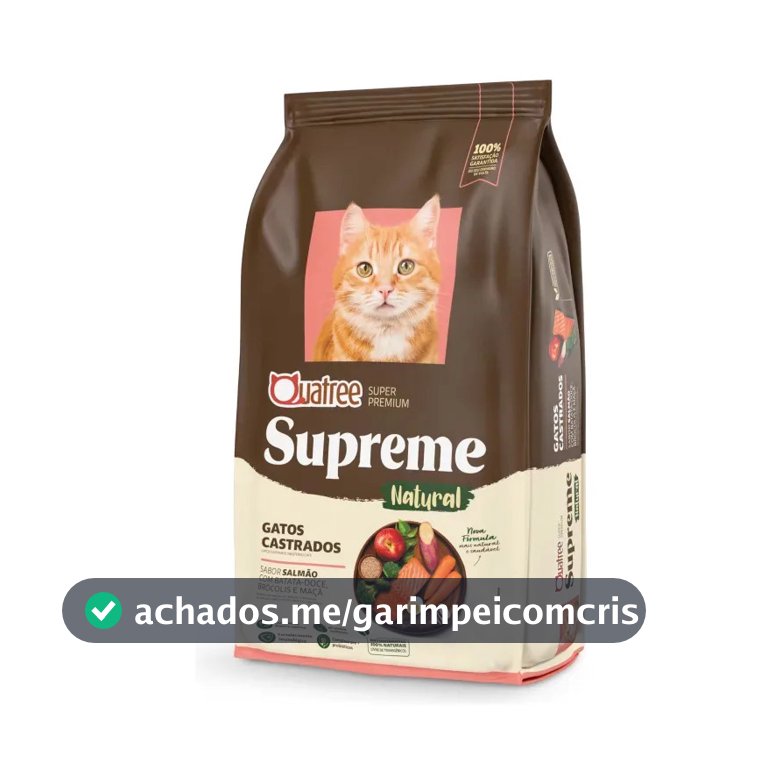 Ração Quatree Supreme Gatos Adultos Castrados Salmão e Batata Doce Super Premium
