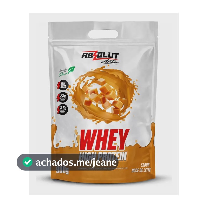 Whey Protein Concentrado High Protein Pouch 900g Doce De Leite - Absolut Nutrition - Ganho De Massa Muscular Hipertrofia