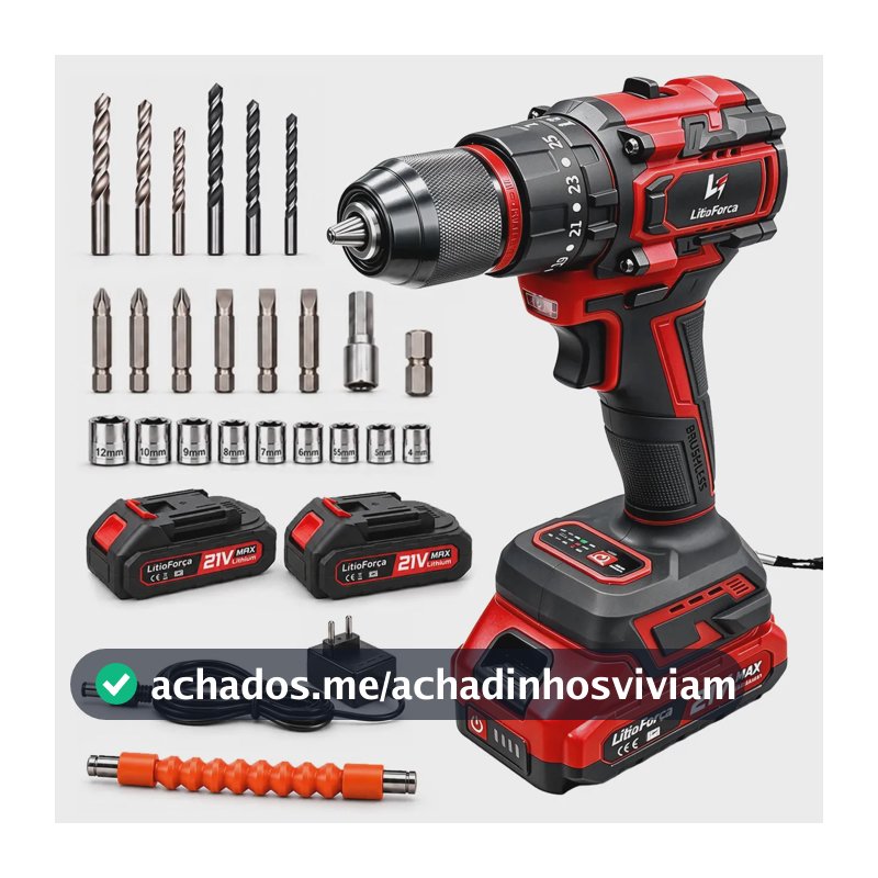 Parafusadeira A Bateria 21v 2 Baterias Vermelha Litioforca Kit Parafusadeira Furadeira Furadeira a Bateria Parafusadeira De Impacto