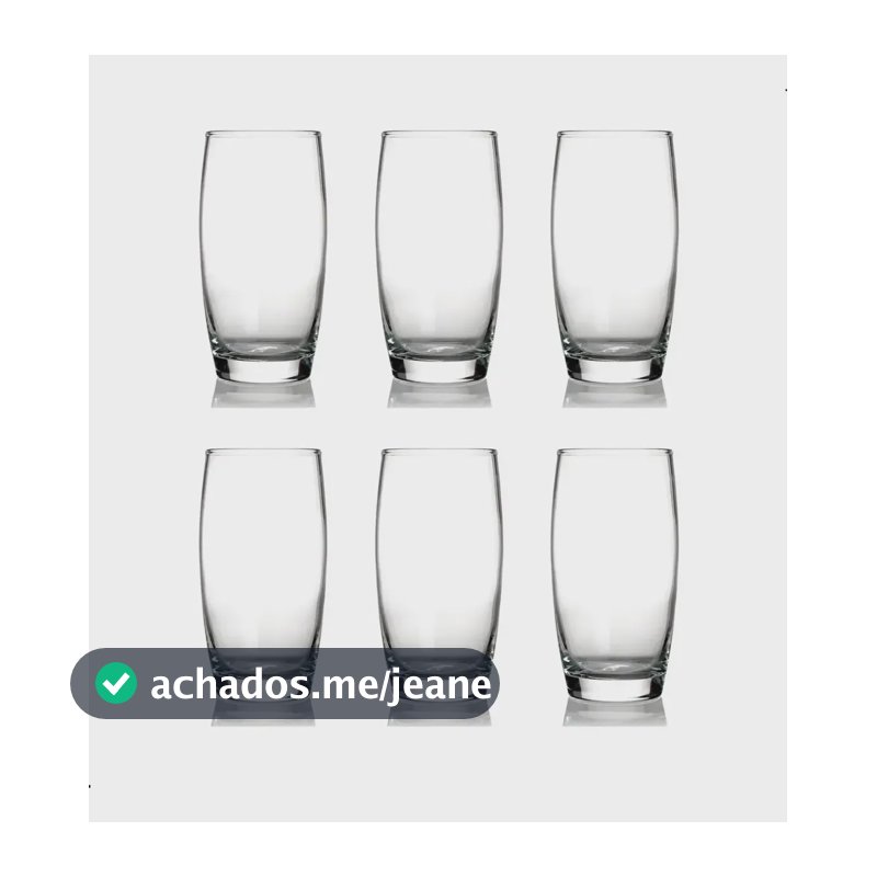 Jogo 6 Copos Vidro Nadir Agua Suco Drink 300 Ml Transparente