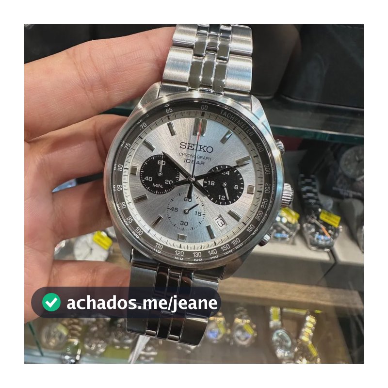 Relógio Seiko Ssb425p1 Cronógrafo Panda Quartzo 41,5mm Prateado