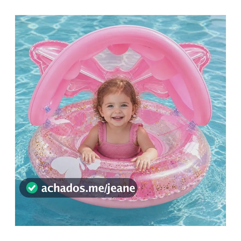 Boia Bebe Piscina Inflavel Cobertura Assento Fralda Rosa