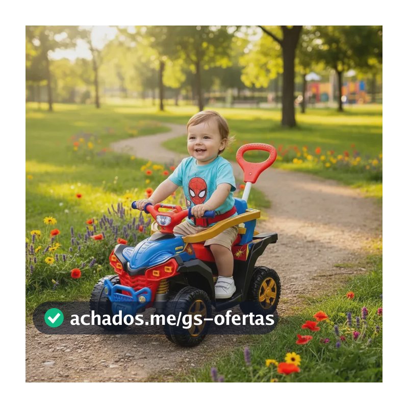Carrinho De Passeio Infantil Quadriciclo Spider Andador Empurrador Baby Quad Aranha Com Buzina e Cinto