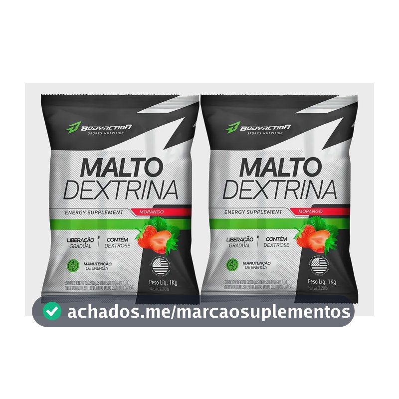 2x Maltodextrina - 1kg - Body Action Sabor Morango Silvestre
