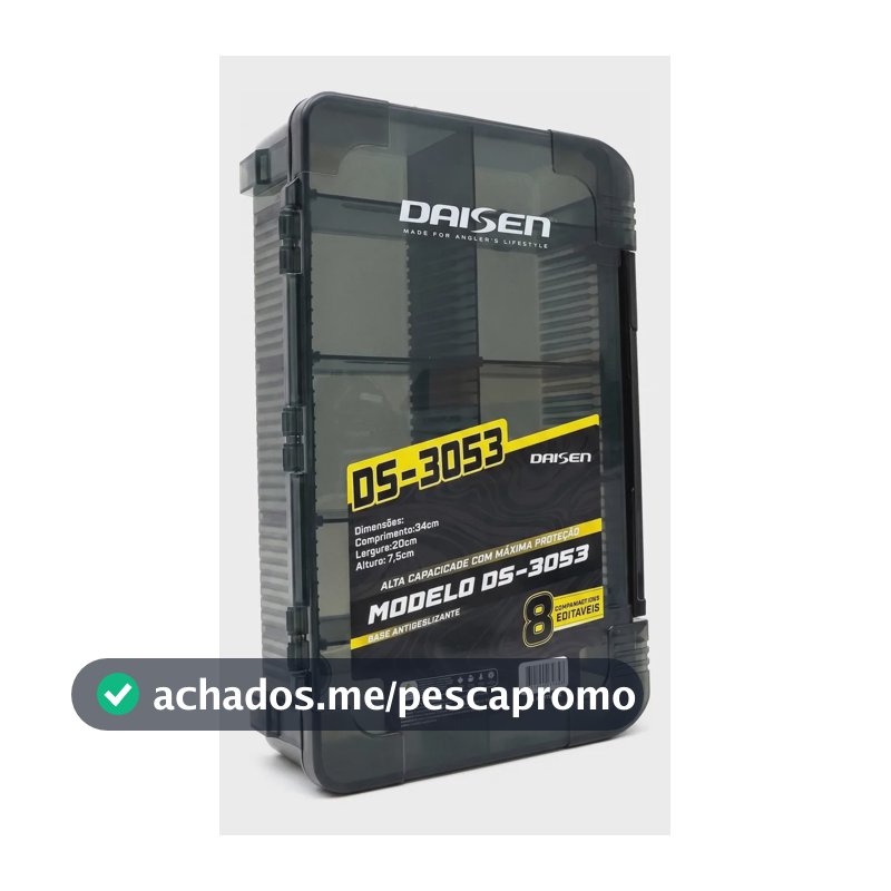 Estojo Caixa Pesca Daisen Ds-3053 8 Divisórias 34x20x7cm Preto