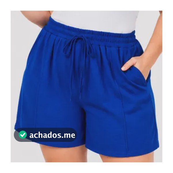 Shorts Pus Size Feminino Bolso Cintura Alta Confortável Leve