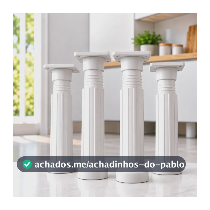 Pés Reguláveis Para Móveis Armário 17 A 24 Cm Kit 4 Unidades Branco
