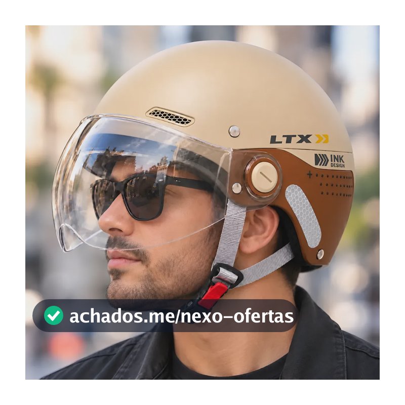 Capacete Coquinho C/ Viseira Removível Scooter Bike Elétrica Marrom Liso Fosco 57/58