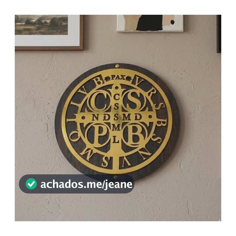 Medalha São Bento Mdf Quadro Decoração Casa Placa Mandala Extra Grande 45x45