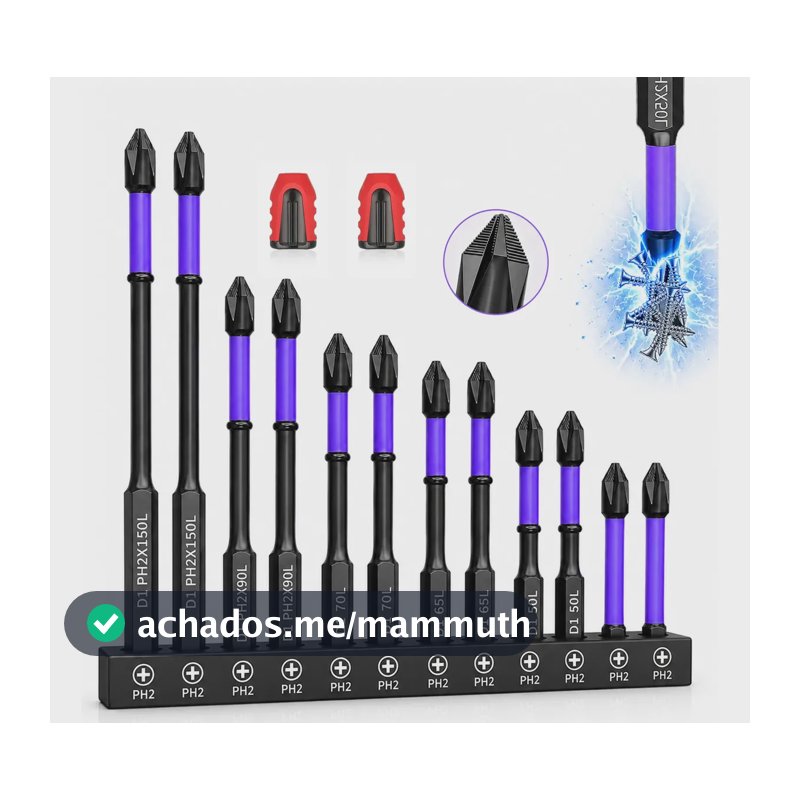Kit 12 Bits Ph2 Magnética Antiderrapantes Para Parafusadeira