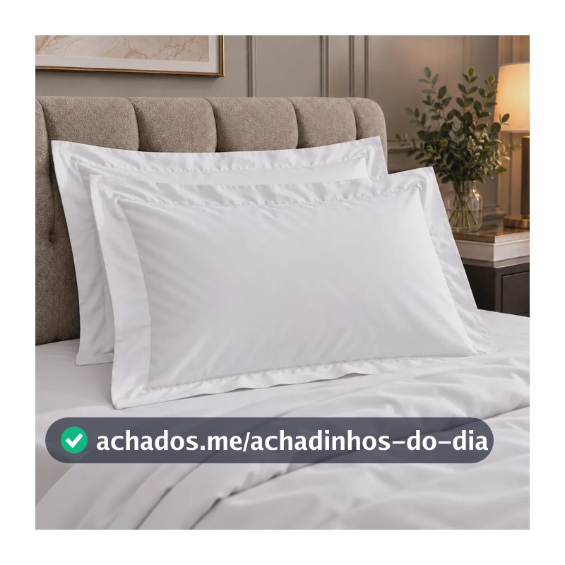 2 Fronhas King 4 Abas 100% Algodão Egípcio 600 Fios 50x90 Cm Cor Branco Lisa