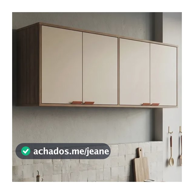 Armário Suspenso Aéreo Para Cozinha 4 Portas Off White - Design Nórdico Funcional, Compacto E Moderno, Estilo Industrial Com Amplo Espaço Interno - Modelo Capuleto