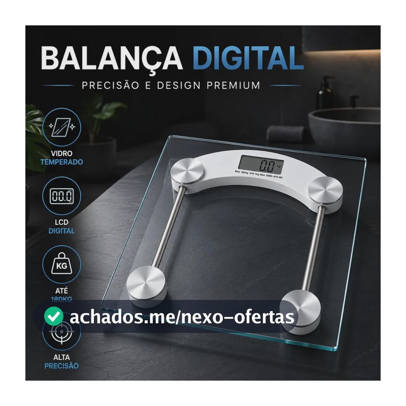 Balança Digital B Basto para Banheiro 180kg, Com Vidro Temperado e Pilhas