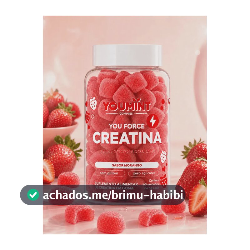 CREATINA GUMMY YOUMINT – SABOR MORANGO – ZERO AÇÚCARES – 60 GOMAS