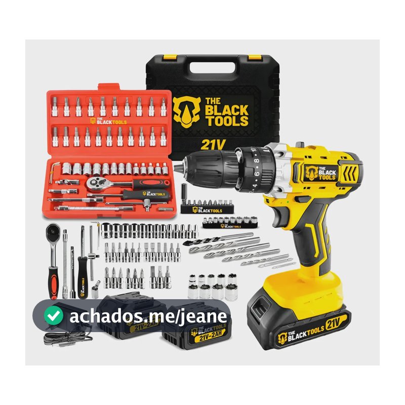 Furadeira Parafusadeira De Impacto 2 Baterias 21v + 46 Peças Amarelo 110v/220v 60hz