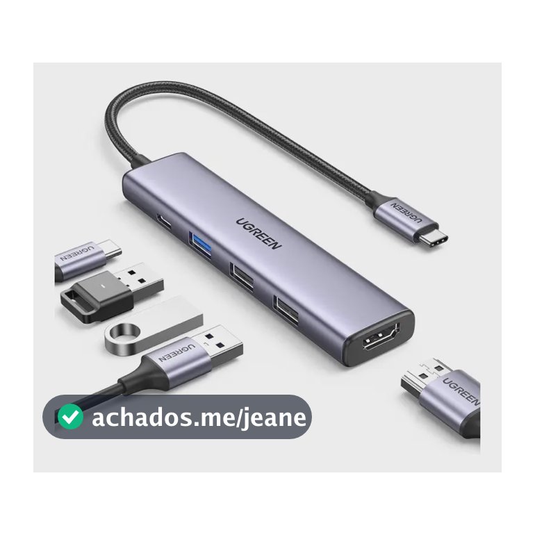 Hub Type-c Usb-c C/ Hdmi + 3x Usb + Ugreen Mac Pro Air Cor Cinza-escuro
