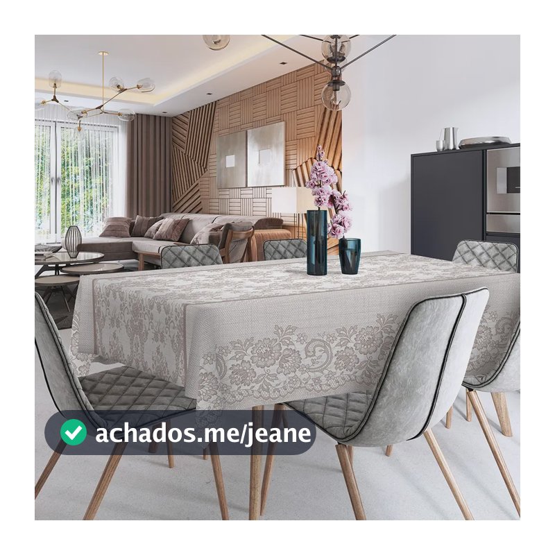 Toalha Mesa Termica Plastica Impermeavel Quadrada 4 Lugares Cor Branco Renda Floral