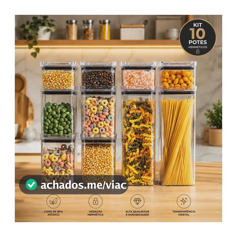 Kit 10 Porta Mantimentos Hermetico, Pote Para Alimentos