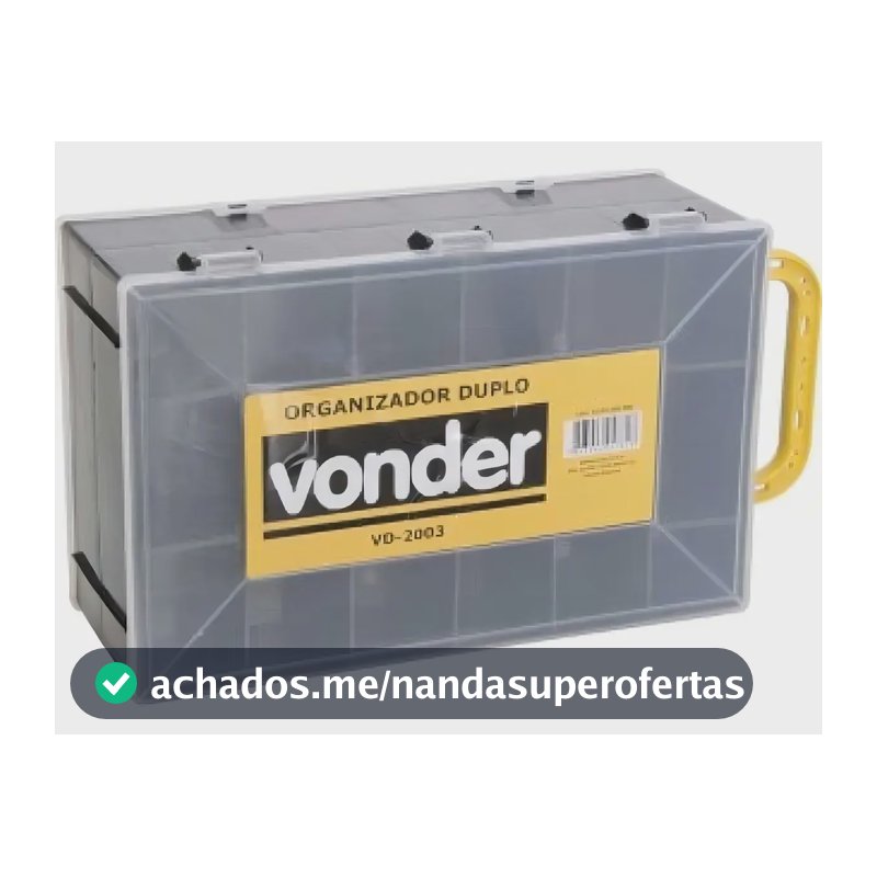 Organizador De Plástico Duplo Com Duas Tampas Vd 2003 Vonder Cor Preto