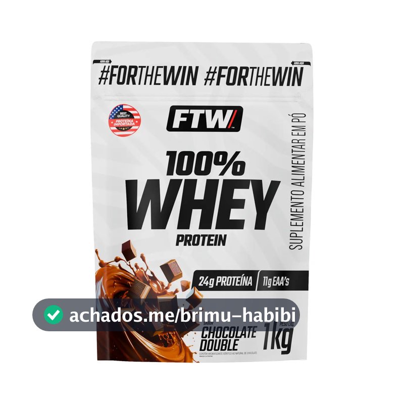 Suplemento Whey Protein 100% Concentrado Refil 1kg Sabor Chocolate Double FTW