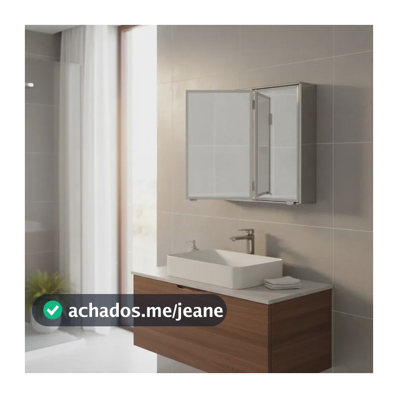 Armário Banheiro Alumínio Steel Design 2 Portas 46,5x38,5 Cm Móvel Armário Banheiro Cromado
