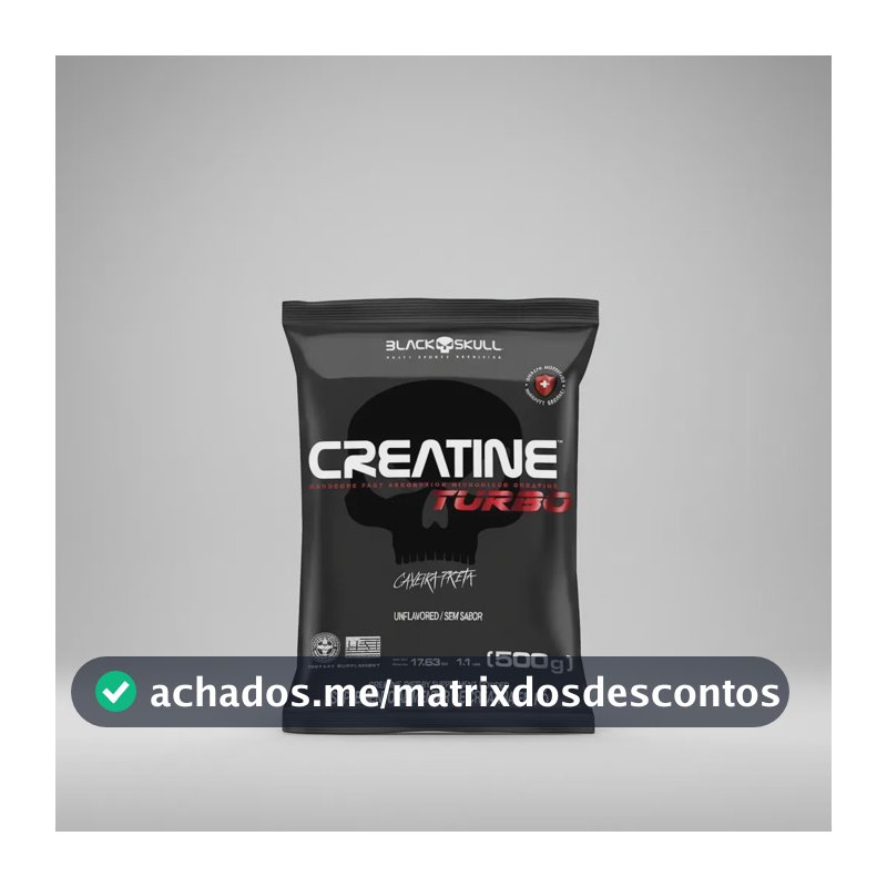 Creatine Turbo 500g Refil Black Skull USA Sem Sabor