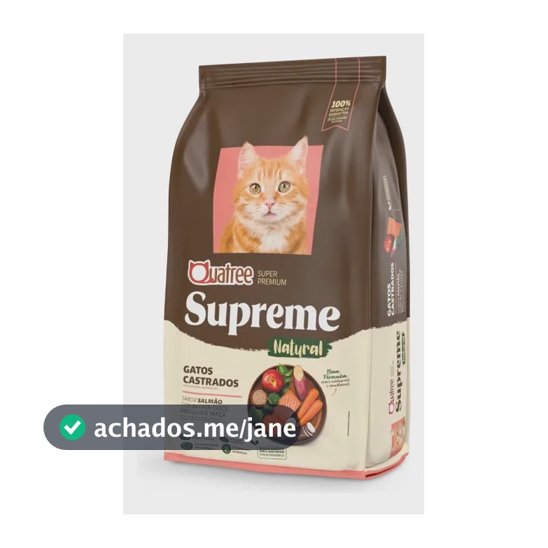 Ração Quatree Supreme Gatos Adultos Castrados Salmão e Batata Doce Super Premium